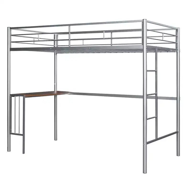 Lit mezzanine simple en métal avec bureau intégré, échelle et barrières de sécurité – 198,4 cm L, à partir de 6 ans