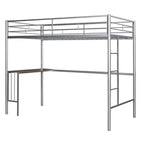 Lit mezzanine simple en métal avec bureau intégré, échelle et barrières de sécurité – 198,4 cm L, à partir de 6 ans