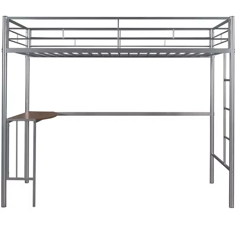 Lit mezzanine simple en métal avec bureau intégré, échelle et barrières de sécurité – 198,4 cm L, à partir de 6 ans