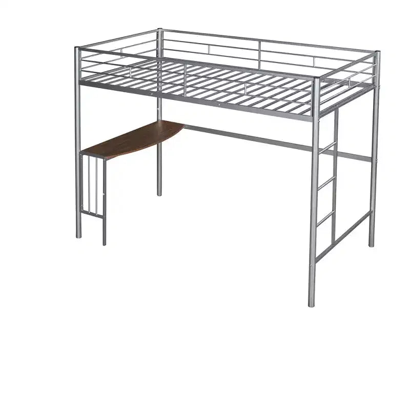 Lit mezzanine simple en métal avec bureau intégré, échelle et barrières de sécurité – 198,4 cm L, à partir de 6 ans