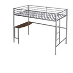 Lit mezzanine simple en métal avec bureau intégré, échelle et barrières de sécurité – 198,4 cm L, à partir de 6 ans