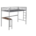 Lit mezzanine simple en métal avec bureau intégré, échelle et barrières de sécurité – 198,4 cm L, à partir de 6 ans