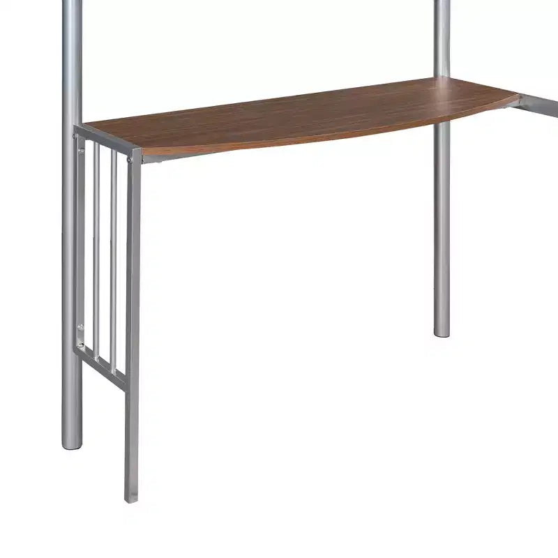 Lit mezzanine simple en métal avec bureau intégré, échelle et barrières de sécurité – 198,4 cm L, à partir de 6 ans