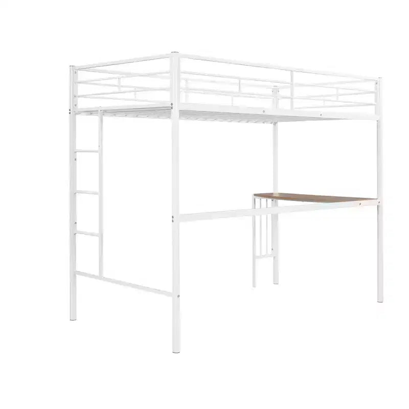 Lit mezzanine simple en métal avec bureau intégré, échelle et barrières de sécurité – 198,4 cm L, à partir de 6 ans