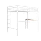 Lit mezzanine simple en métal avec bureau intégré, échelle et barrières de sécurité – 198,4 cm L, à partir de 6 ans