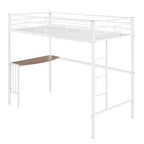 Lit mezzanine simple en métal avec bureau intégré, échelle et barrières de sécurité – 198,4 cm L, à partir de 6 ans