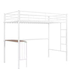 Lit mezzanine simple en métal avec bureau intégré, échelle et barrières de sécurité – 198,4 cm L, à partir de 6 ans