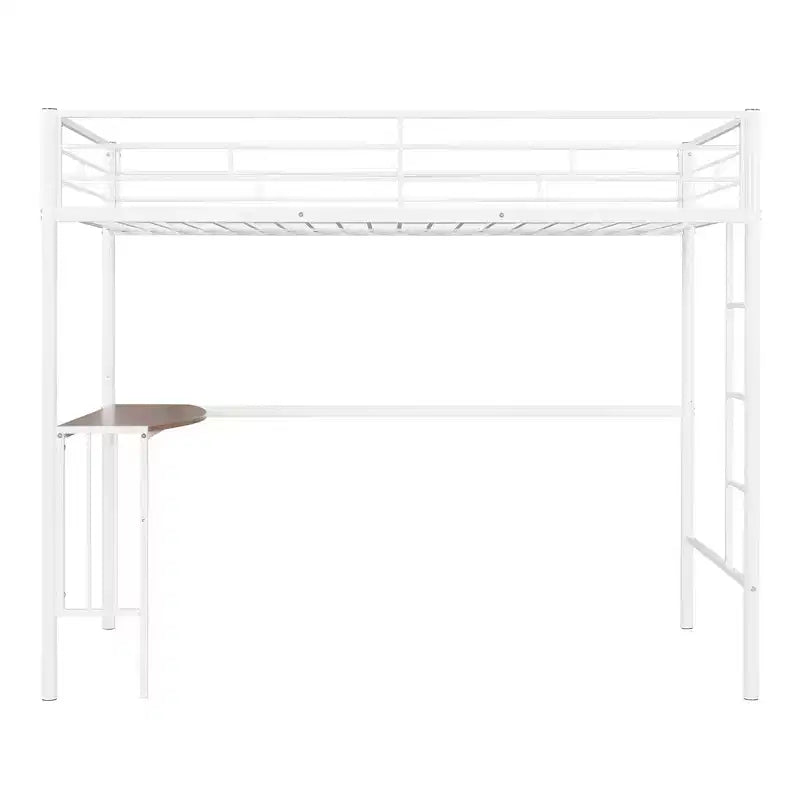 Lit mezzanine simple en métal avec bureau intégré, échelle et barrières de sécurité – 198,4 cm L, à partir de 6 ans