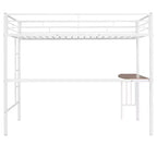 Lit mezzanine simple en métal avec bureau intégré, échelle et barrières de sécurité – 198,4 cm L, à partir de 6 ans