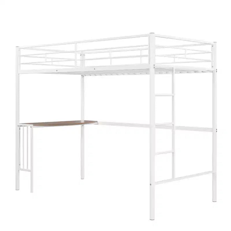 Lit mezzanine simple en métal avec bureau intégré, échelle et barrières de sécurité – 198,4 cm L, à partir de 6 ans