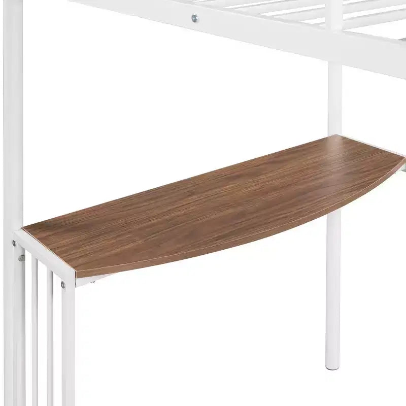 Lit mezzanine simple en métal avec bureau intégré, échelle et barrières de sécurité – 198,4 cm L, à partir de 6 ans
