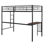 Lit mezzanine simple en métal avec bureau intégré, échelle et barrières de sécurité – 198,4 cm L, à partir de 6 ans