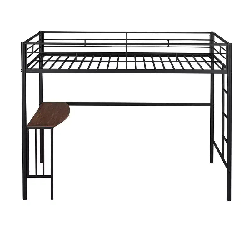 Lit mezzanine simple en métal avec bureau intégré, échelle et barrières de sécurité – 198,4 cm L, à partir de 6 ans
