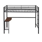 Lit mezzanine simple en métal avec bureau intégré, échelle et barrières de sécurité – 198,4 cm L, à partir de 6 ans
