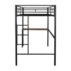 Lit mezzanine simple en métal avec bureau intégré, échelle et barrières de sécurité – 198,4 cm L, à partir de 6 ans