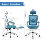 Fauteuil de jeu ergonomique en maille avec repose-pieds – Inclinaison de 90 à 135°, soutien lombaire, capacité de 136 kg