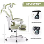 Fauteuil de jeu ergonomique en maille avec repose-pieds – Inclinaison de 90 à 135°, soutien lombaire, capacité de 136 kg