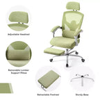 Fauteuil de jeu ergonomique en maille avec repose-pieds – Inclinaison de 90 à 135°, soutien lombaire, capacité de 136 kg