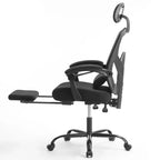 Fauteuil de jeu ergonomique en maille avec repose-pieds – Inclinaison de 90 à 135°, soutien lombaire, capacité de 136 kg
