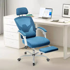Fauteuil de jeu ergonomique en maille avec repose-pieds – Inclinaison de 90 à 135°, soutien lombaire, capacité de 136 kg
