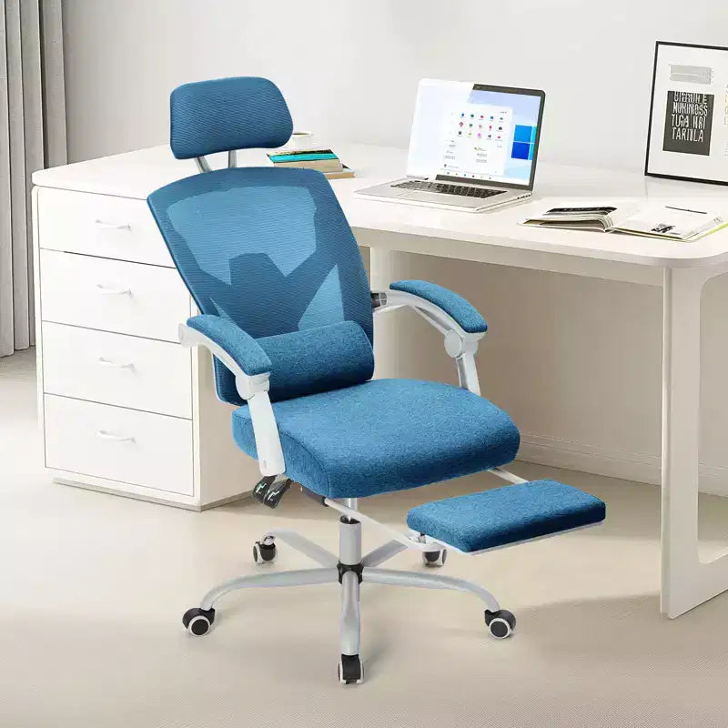 Fauteuil de jeu ergonomique en maille avec repose-pieds – Inclinaison de 90 à 135°, soutien lombaire, capacité de 136 kg