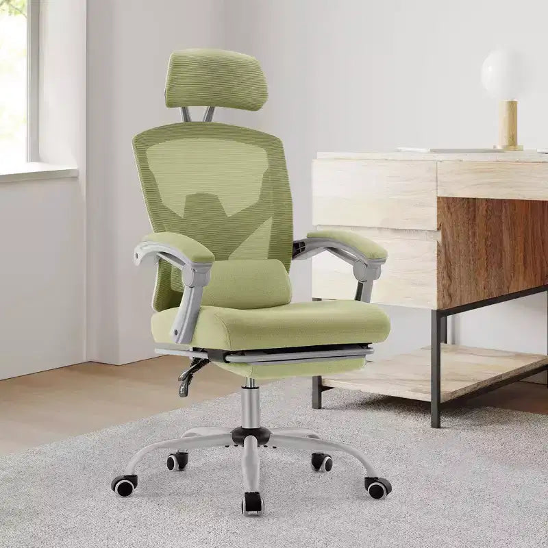 Fauteuil de jeu ergonomique en maille avec repose-pieds – Inclinaison de 90 à 135°, soutien lombaire, capacité de 136 kg