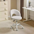 Fauteuil de bureau pivotant rembourré – Coton et lin jaune clair, réglable en hauteur, capacité de 136 kg