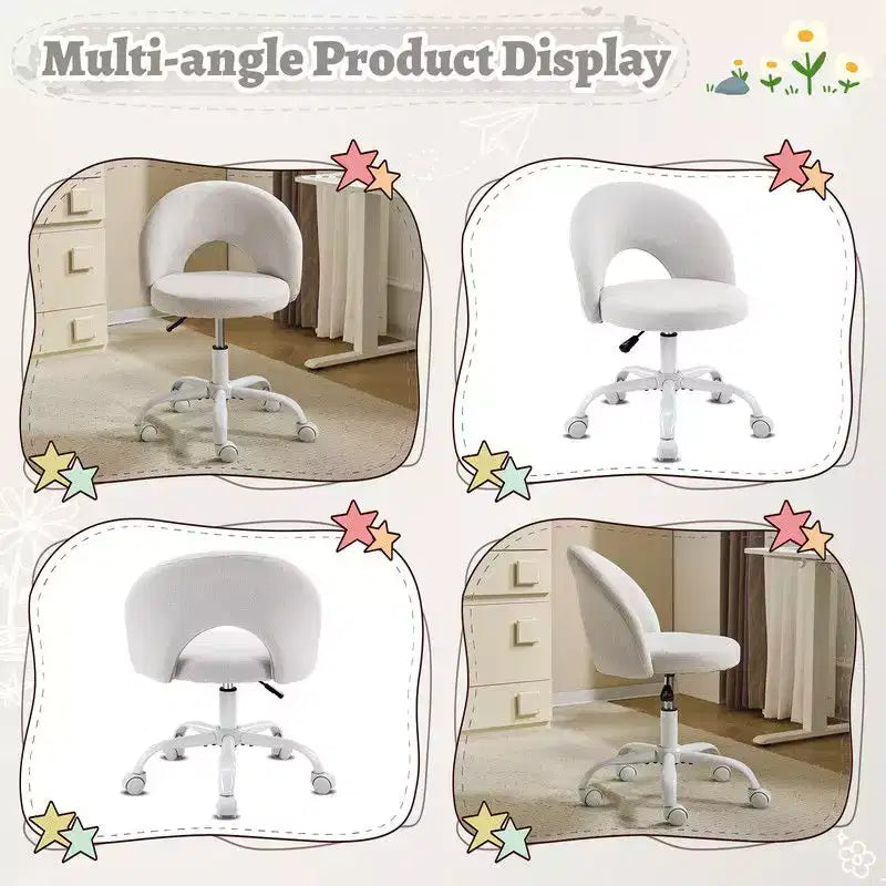 Fauteuil de bureau pivotant rembourré – Coton et lin jaune clair, réglable en hauteur, capacité de 136 kg