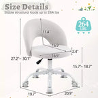 Fauteuil de bureau pivotant rembourré – Coton et lin jaune clair, réglable en hauteur, capacité de 136 kg