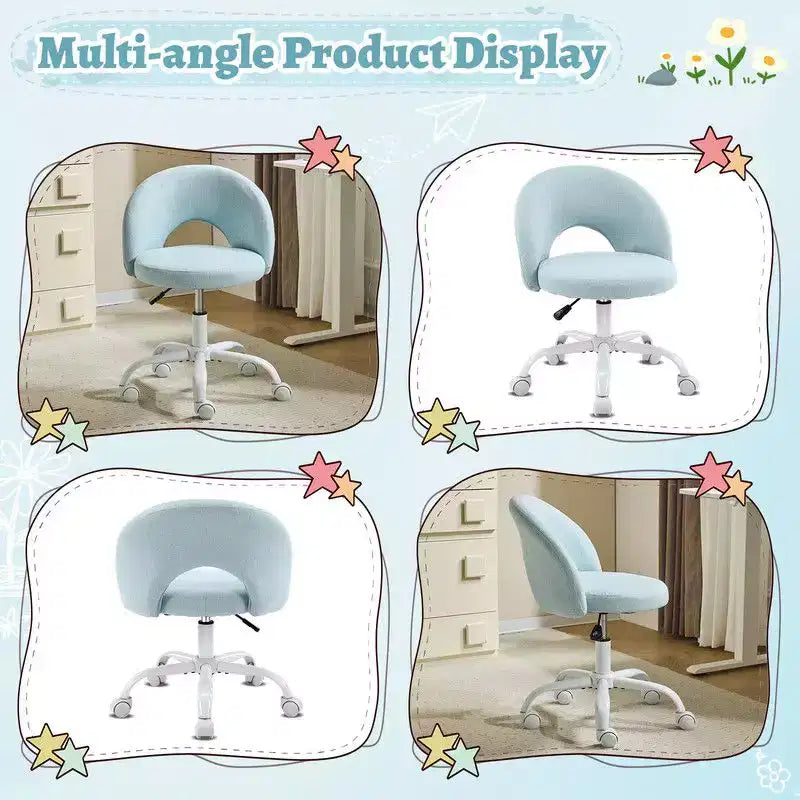 Fauteuil de bureau pivotant rembourré – Coton et lin jaune clair, réglable en hauteur, capacité de 136 kg