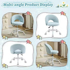 Fauteuil de bureau pivotant rembourré – Coton et lin jaune clair, réglable en hauteur, capacité de 136 kg