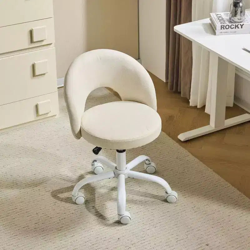 Fauteuil de bureau pivotant rembourré – Coton et lin jaune clair, réglable en hauteur, capacité de 136 kg