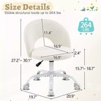 Fauteuil de bureau pivotant rembourré – Coton et lin jaune clair, réglable en hauteur, capacité de 136 kg