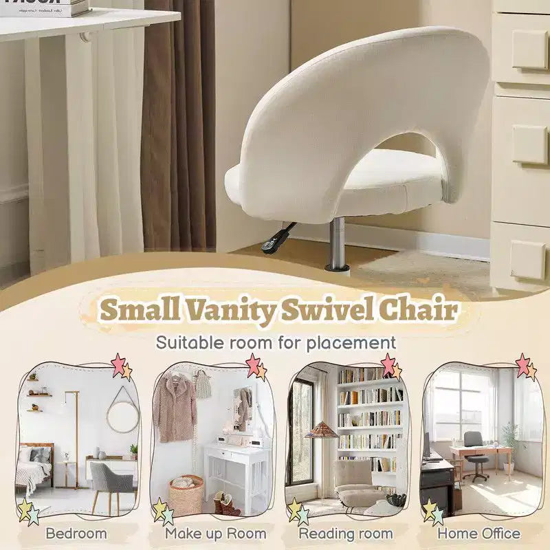 Fauteuil de bureau pivotant rembourré – Coton et lin jaune clair, réglable en hauteur, capacité de 136 kg