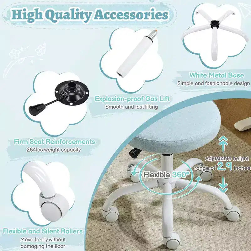 Fauteuil de bureau pivotant rembourré – Coton et lin jaune clair, réglable en hauteur, capacité de 136 kg