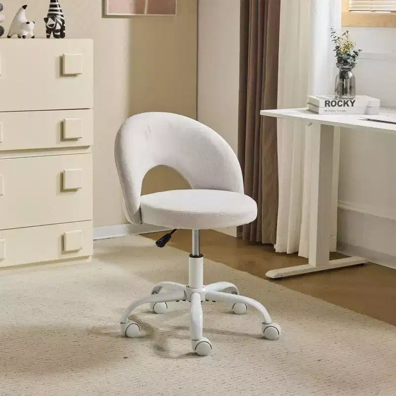 Fauteuil de bureau pivotant rembourré – Coton et lin jaune clair, réglable en hauteur, capacité de 136 kg