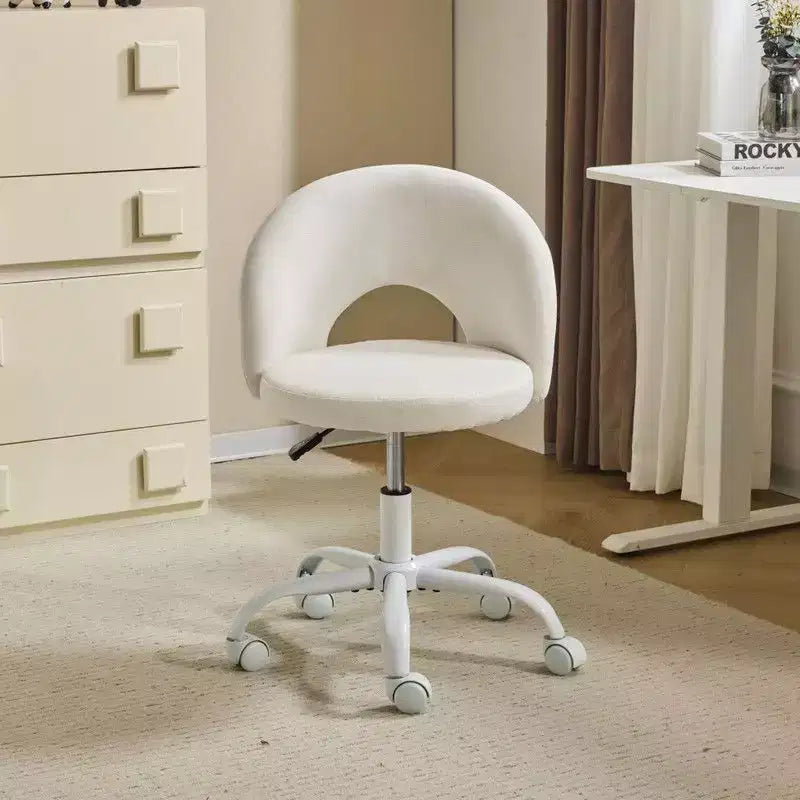 Fauteuil de bureau pivotant rembourré – Coton et lin jaune clair, réglable en hauteur, capacité de 136 kg