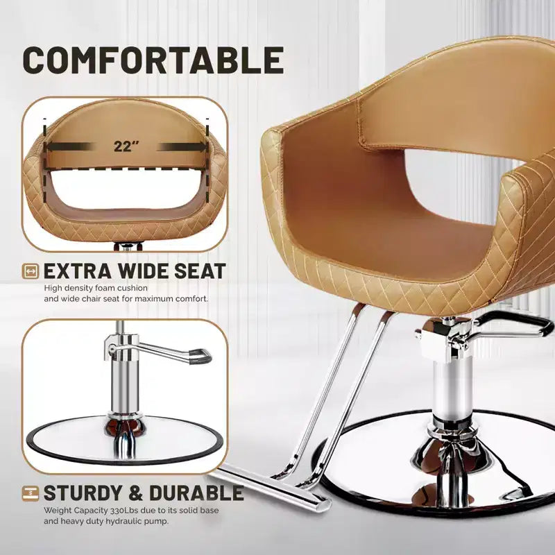 Fauteuil de salon/coiffeur à losanges extra larges – Hydraulique, pivotant, capacité de 150 kg