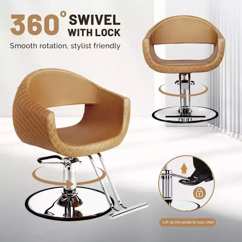 Fauteuil de salon/coiffeur à losanges extra larges – Hydraulique, pivotant, capacité de 150 kg