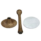 Table d'appoint ronde en marbre blanc – Piétement en aluminium coulé martelé, hauteur 52 cm