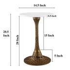 Table d'appoint ronde en marbre blanc – Piétement en aluminium coulé martelé, hauteur 52 cm