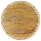 Table d'appoint ronde en rotin et bois de manguier – Style côtier naturel, 50 cm de large, aucun assemblage requis