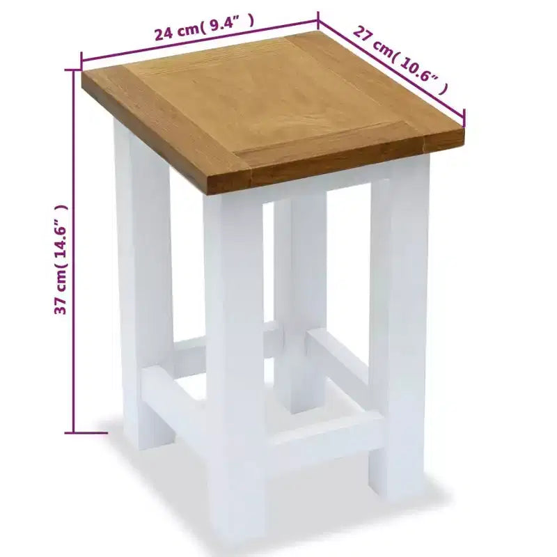 Table d'appoint compacte en chêne – Blanc et marron, aucun assemblage requis, 23,9 cm (l) × 26,9 cm (P) × 37,1 cm (H)