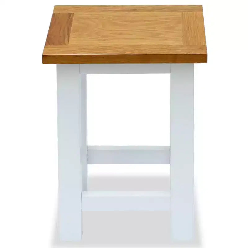 Table d'appoint compacte en chêne – Blanc et marron, aucun assemblage requis, 23,9 cm (l) × 26,9 cm (P) × 37,1 cm (H)