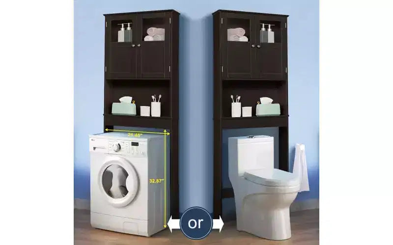 Meuble de Rangement Sur-WC avec Portes en Verre Acrylique et Étagère Réglable – Blanc, 170 cm H