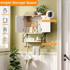 Meuble de rangement mural de salle de bain avec porte-serviettes, petit meuble à pharmacie de style ferme, rangement au-dessus des toilettes avec porte-serviettes, blanc rustique et marron
