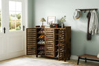 VINGLI Large Tall Shoe Cabinet with 3 Doors 6-Tier Ultra Wide Shoe Cabinet Storage for Entryway 30 Pairs Shoes Organizer Rustic Brown