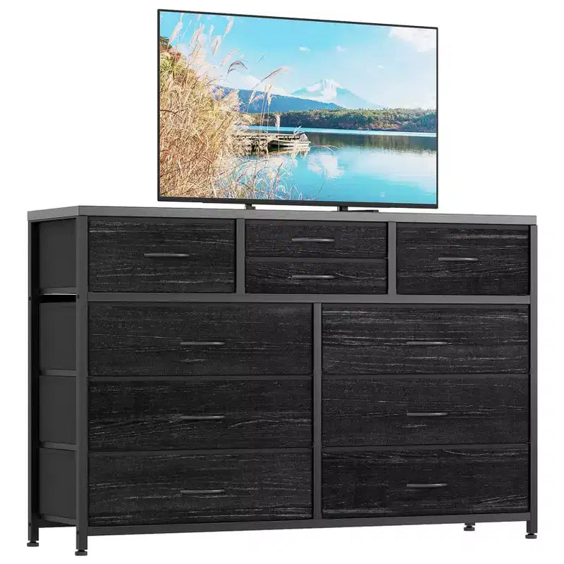 Meuble TV à 10 tiroirs pour téléviseurs de 55" – Commode de rangement polyvalente pour chambre, salon et entrée