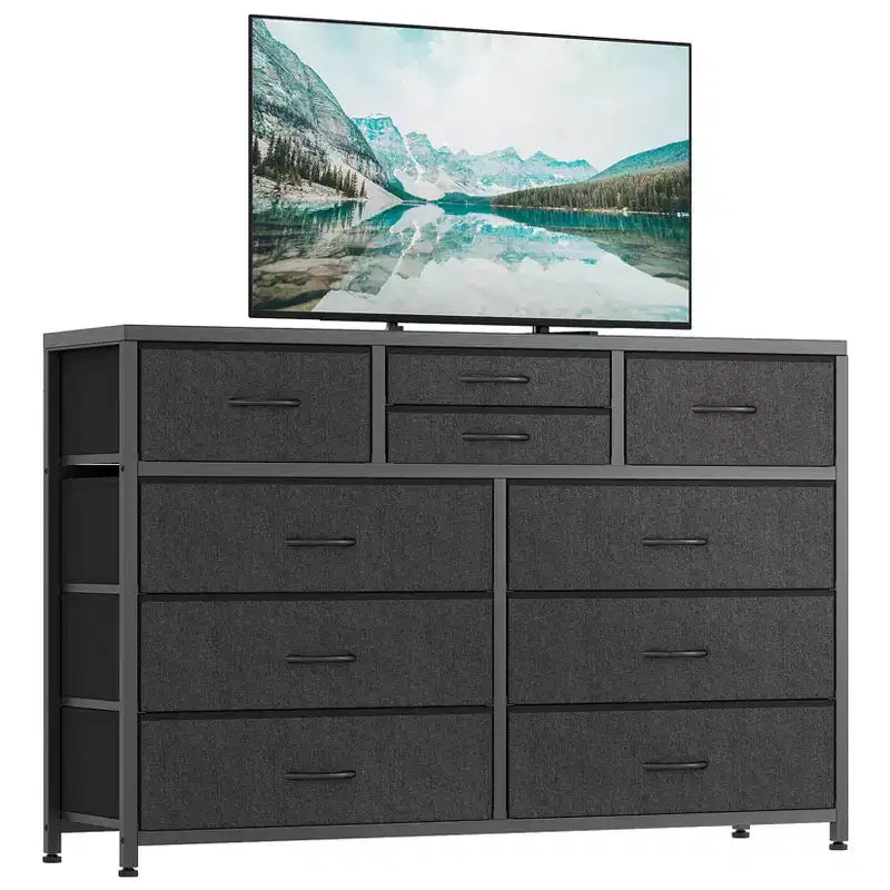 Meuble TV à 10 tiroirs pour téléviseurs de 55" – Commode de rangement polyvalente pour chambre, salon et entrée