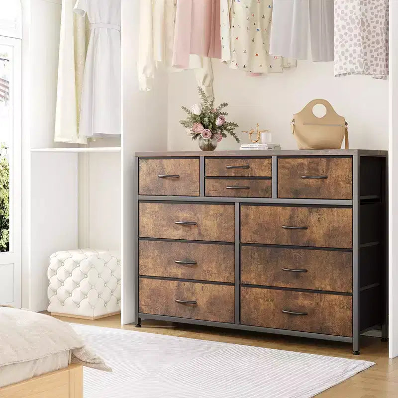 Meuble TV à 10 tiroirs pour téléviseurs de 55" – Commode de rangement polyvalente pour chambre, salon et entrée